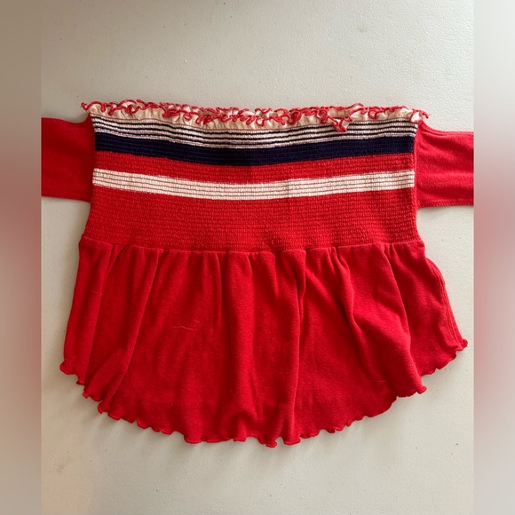 Free People Striped Ruffle Edge Hem Tube Top - Picture 2 of 5